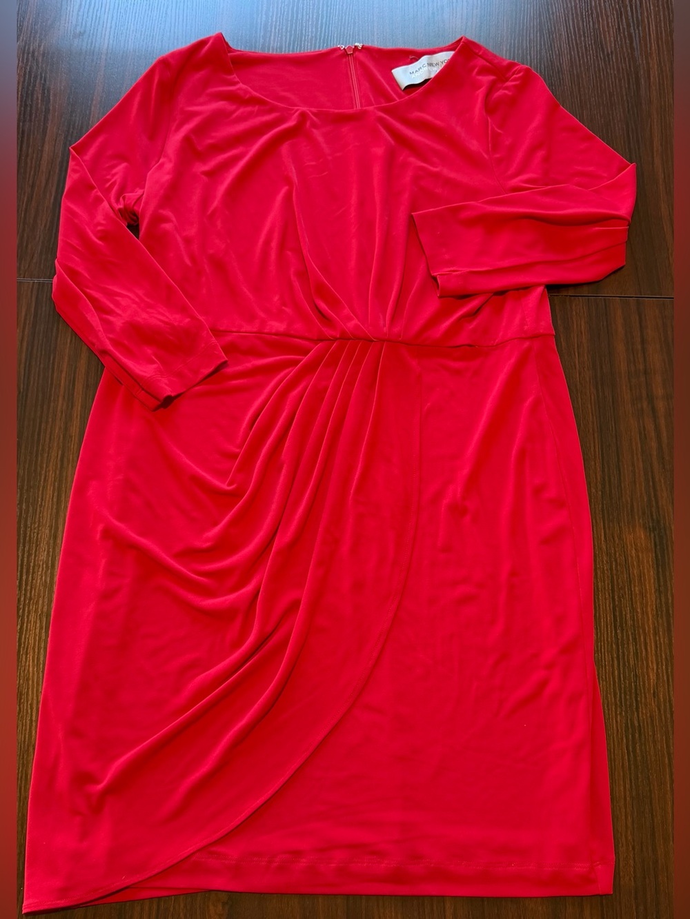 NWOT Marc New York/Andrew Marc Women’s Red Knot-Front Long Sleeve Dress Size 14
